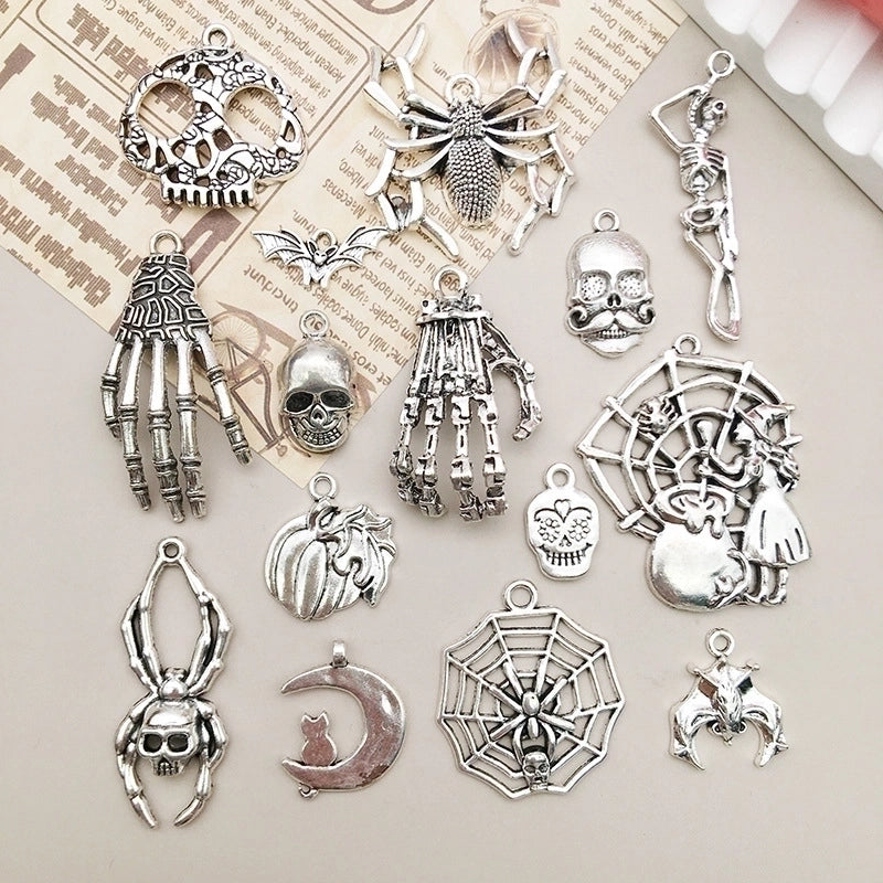 1 Piece Alloy Moon Spider Web Skull Pendant Jewelry Accessories