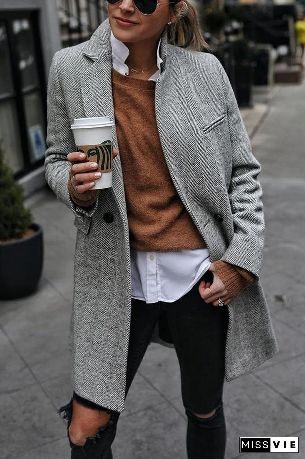 Outlook Button Down Textured Coat