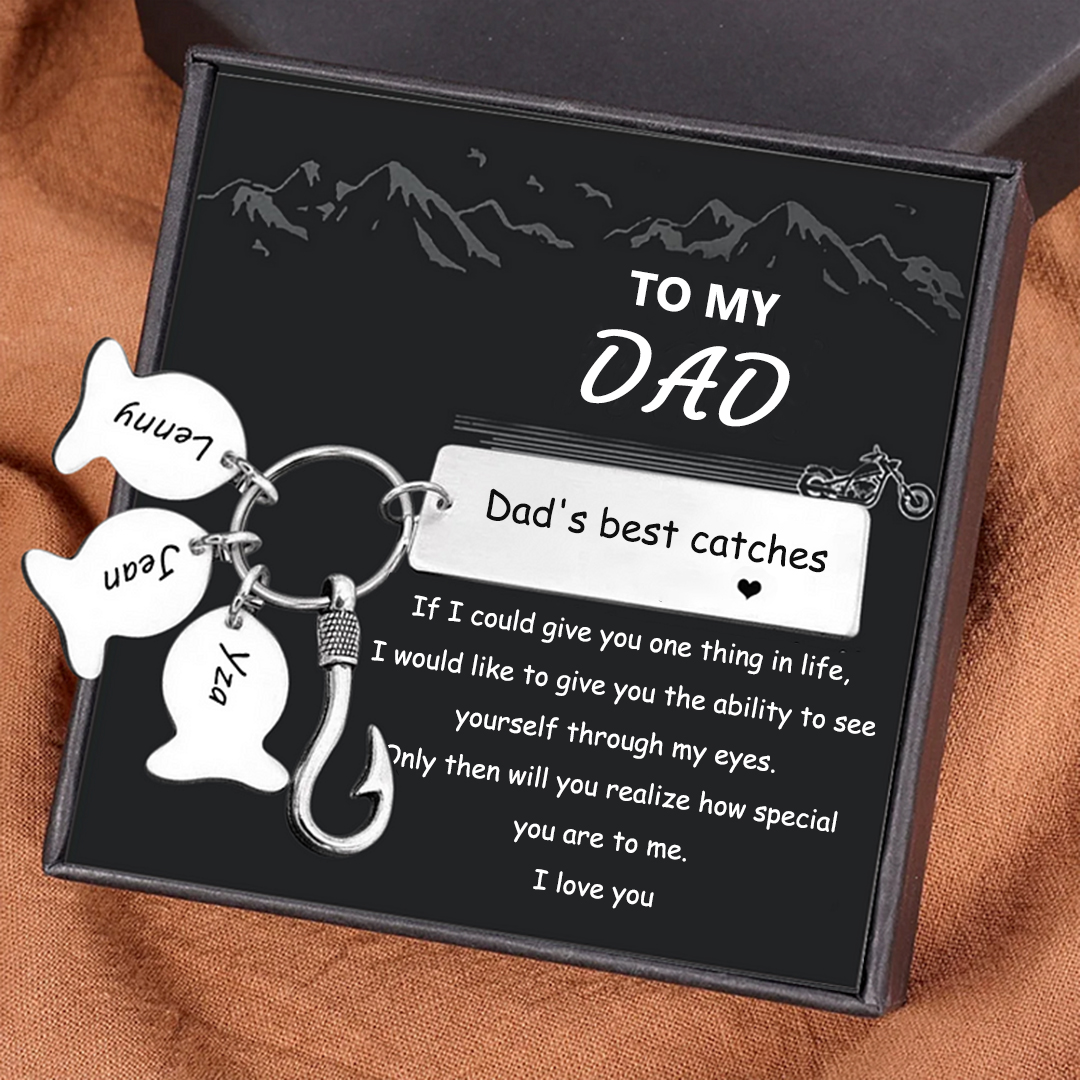 Personalised 3 Names Keychain Fish Charms Keychain Gifts For Daddy - Dad's best catches-Jessemade AU