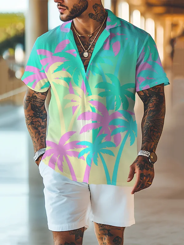 Men's Coconut Tree Resort Hawaii Art Print Shirt