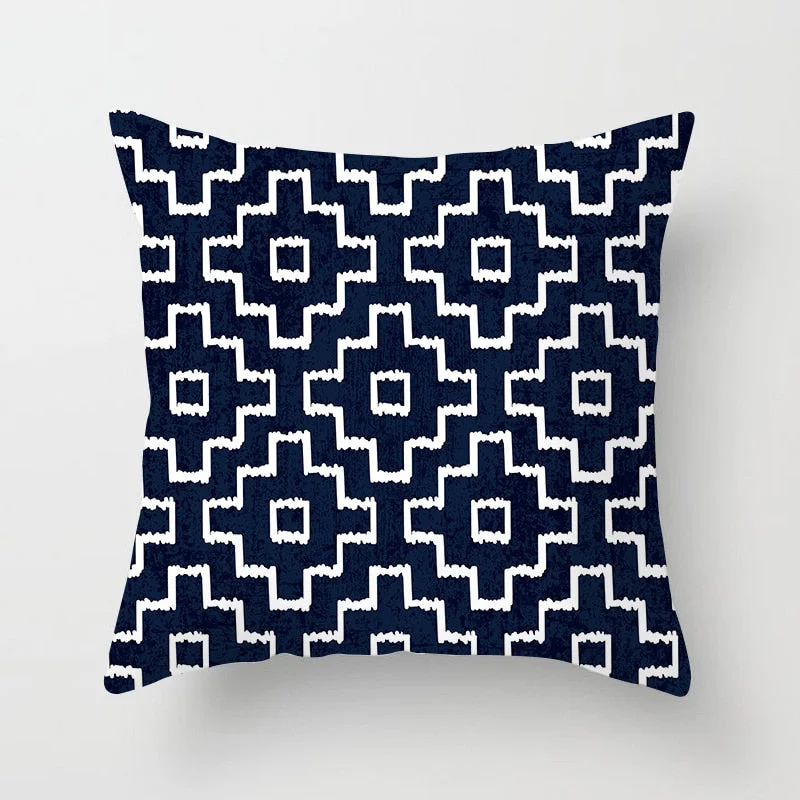 Blue White Porcelain Print Cushions Case Bohemian Style Mandala Geometry Pillows Case Modern Fashion Sofa Chairs Throw Pillows
