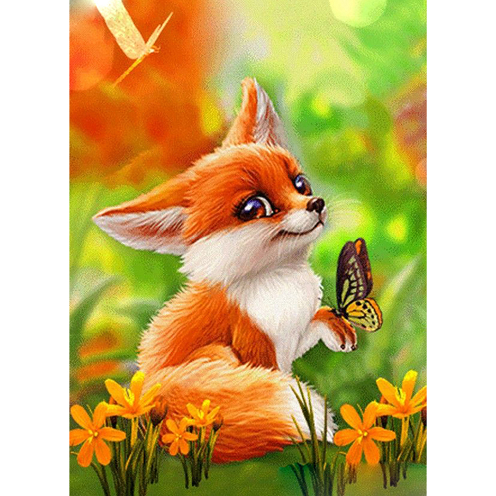 

30*40CM - Round Drill Diamond Painting - Fox, 501 Original