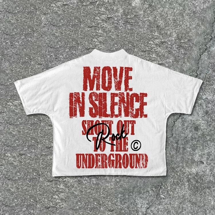 Vintage Move In Silence Graphic Print Cotton Cropped T-Shirts SOPULA