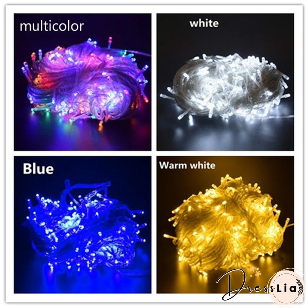 String Light 100/200LED 10M/20M Christmas/Wedding/Party Decoration Lights Garland AC 110V 220V Outdoor Waterproof Led Lamp 4 Colors Led UK/US/EU PLUG