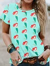 Vacation Retro Mermaid Print T-Shirt