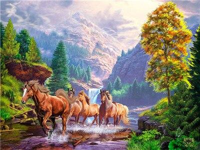 

Wild Horses Follow River – Paint By Numbers - 40*50CM, 501 Original