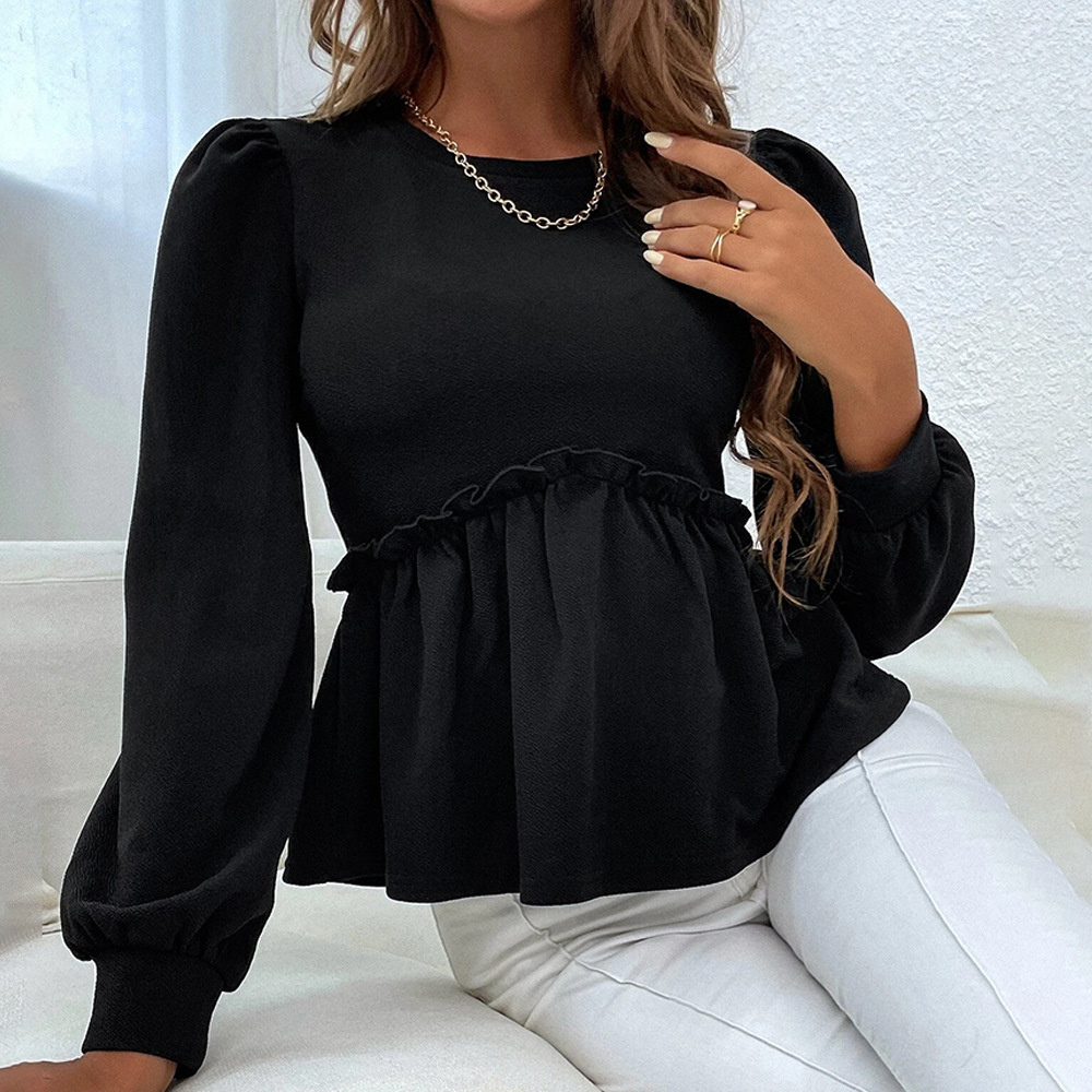 Fashion Loose Casual Puff Sleeve Temperament Top Blouses
