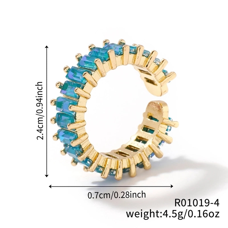 Copper K Gold Plated Rhodium Plated Inlay Round Zircon Open Rings