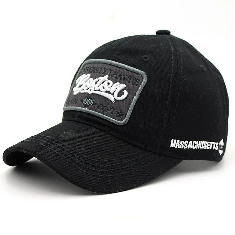 American Retro Baseball Cap 100% Cotton Boston Letter Caps for Women Men Sun Hat USA AdjustableGirls Boys Snapback Caps