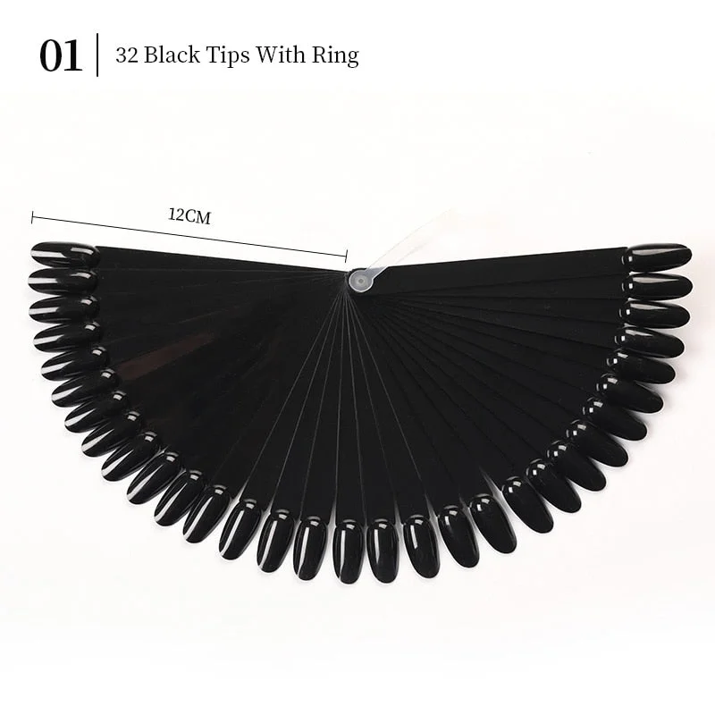 1Set False Nail Tips Fan Nature Nail Art Round Full Cover Display Practice Tools Fake Nails Manicure Acrylic UV Gel Polish-Nail Inspo