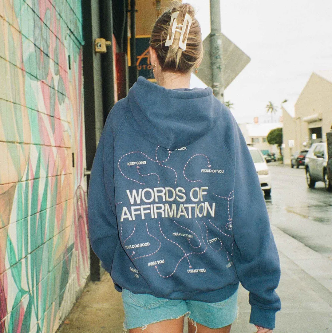 Women's Vintage Words Of Affirmation Oversized Long Sleeve Hoodie