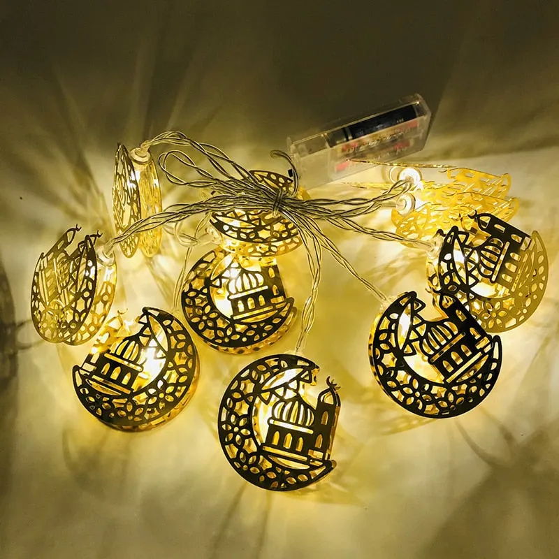 Moon Star Led String Lights EID Mubarak Ramadan Kareem Decoration For Home Islam Muslim Event Party Supplies Eid Al-Fitr Decor