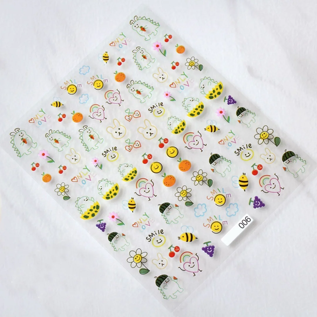 Cute Animals Teddy bear Rabbit Puppy High Quality 3D Engraved Nail Stickers Nail Art Decorations Nail Decals Design-Nail Inspo