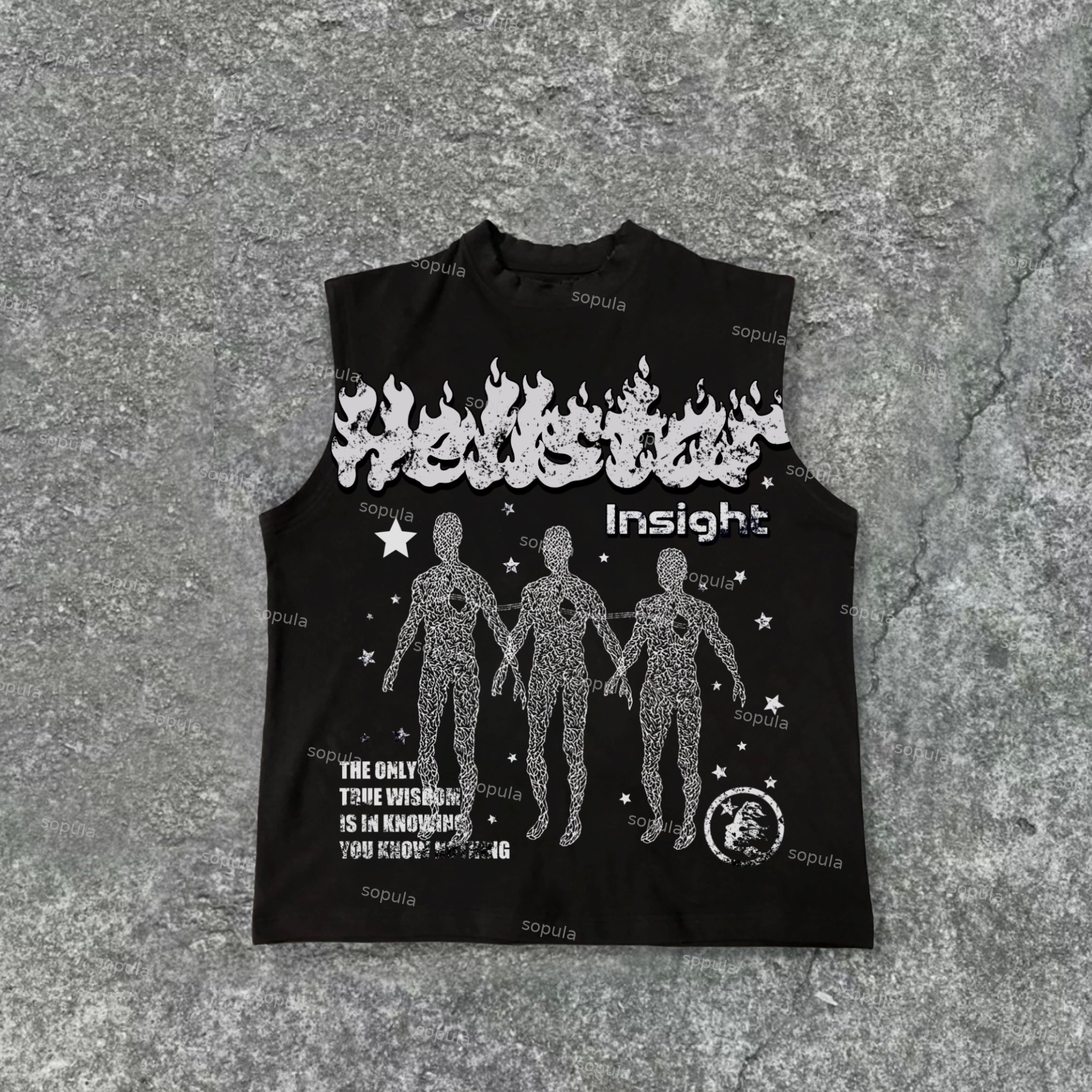 Street Insight Of The Wise - Vintage Pattern Print Cotton Tank Top - SOPULA