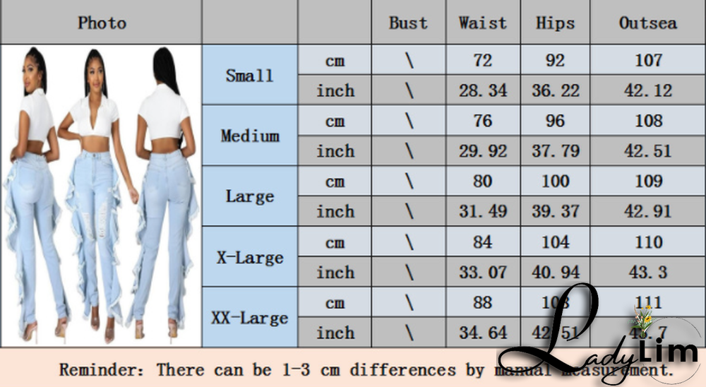 Slim-fit Sexy Stretch Jeans With Ruffled Fringe And Shredded Holes