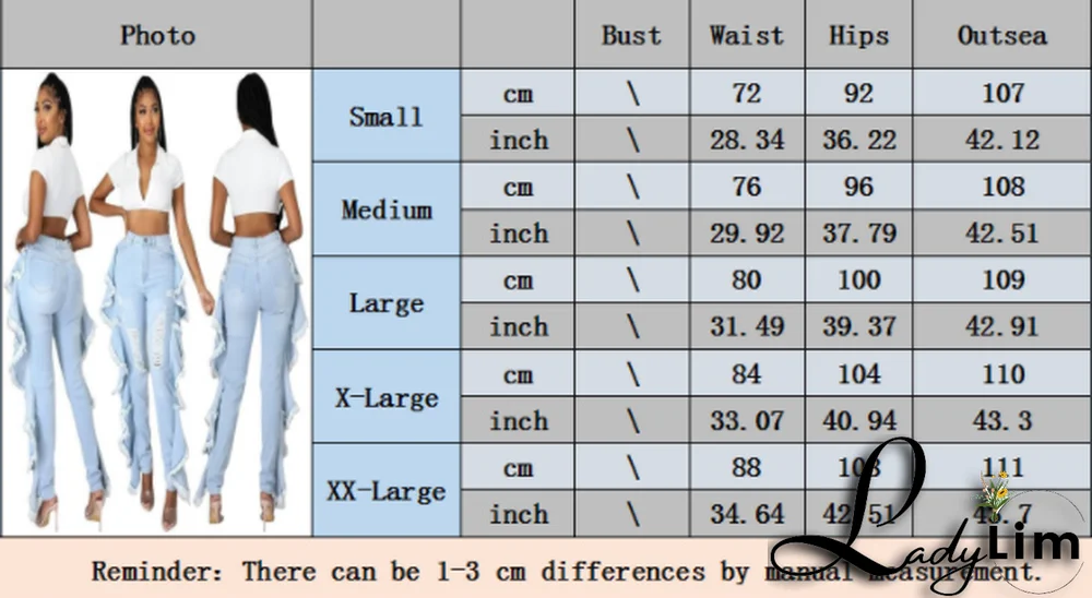 Slim-fit Sexy Stretch Jeans With Ruffled Fringe And Shredded Holes