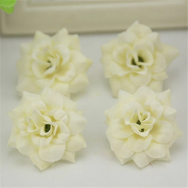 20Pcs 4.5cm  Mini Artificial Silk Rose Flowers Heads  For Wedding Decorativ Handmade DIY Scrapbooking Garland Fake Flower Wreath