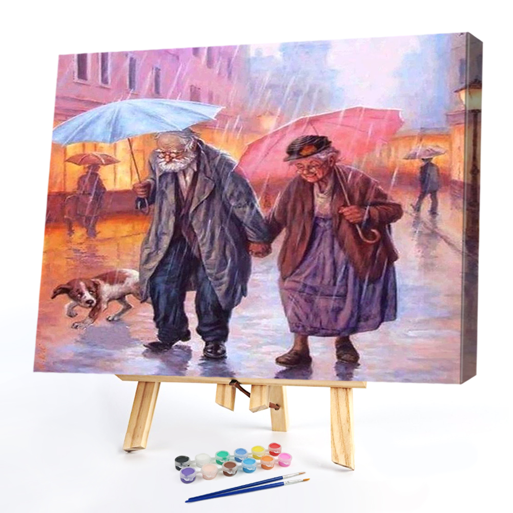 

50*40CM - Paint By Numbers - Old Man Holding Hands, 501 Original