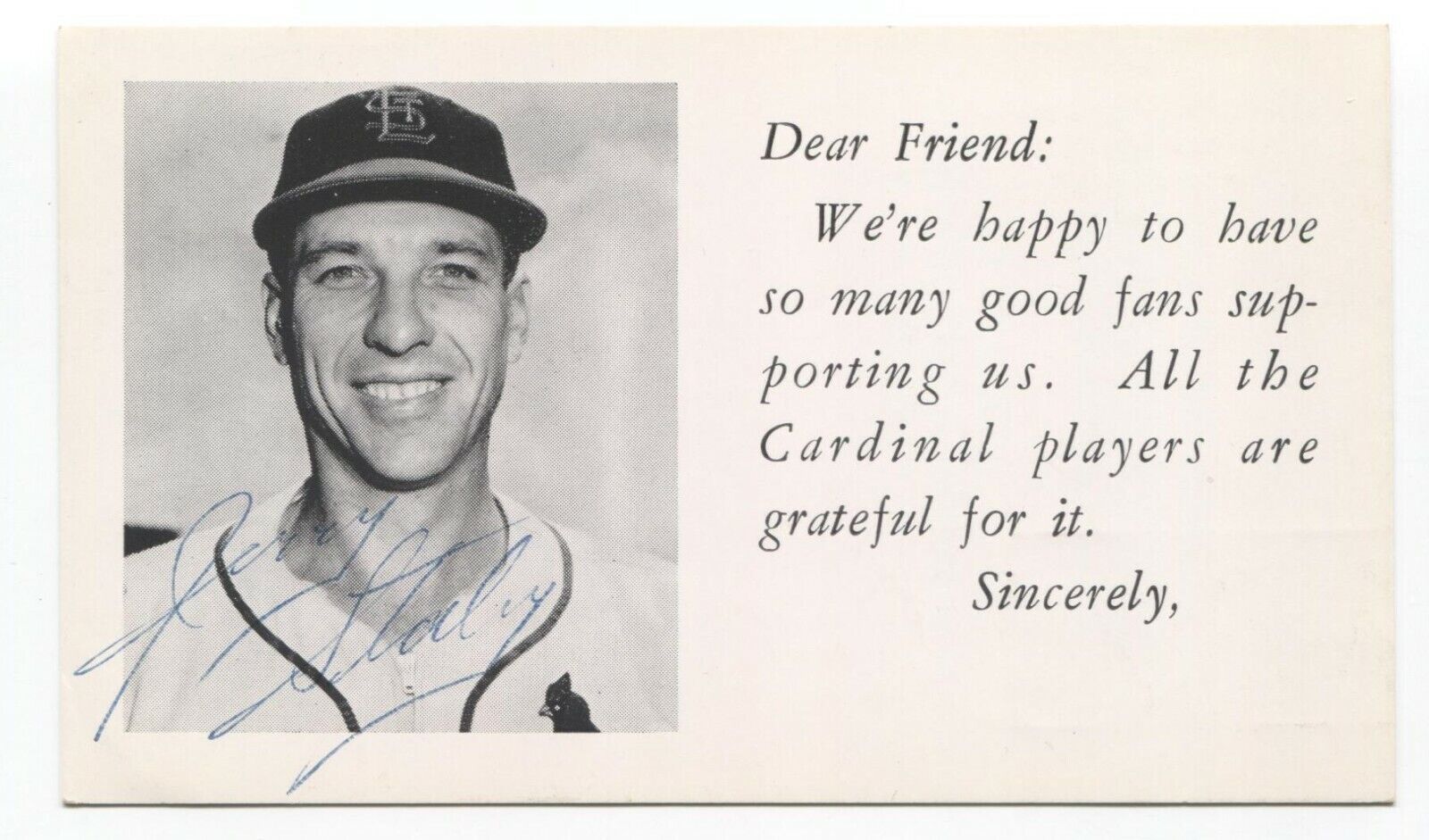 Gerry Staley Signed Photo Poster painting Postcard Baseball Autographed Signature Cardinals