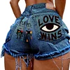Women's Super High Waist Denim Ripped Shorts Love Wins Sexy Hot Pants Shorts by Inlyline