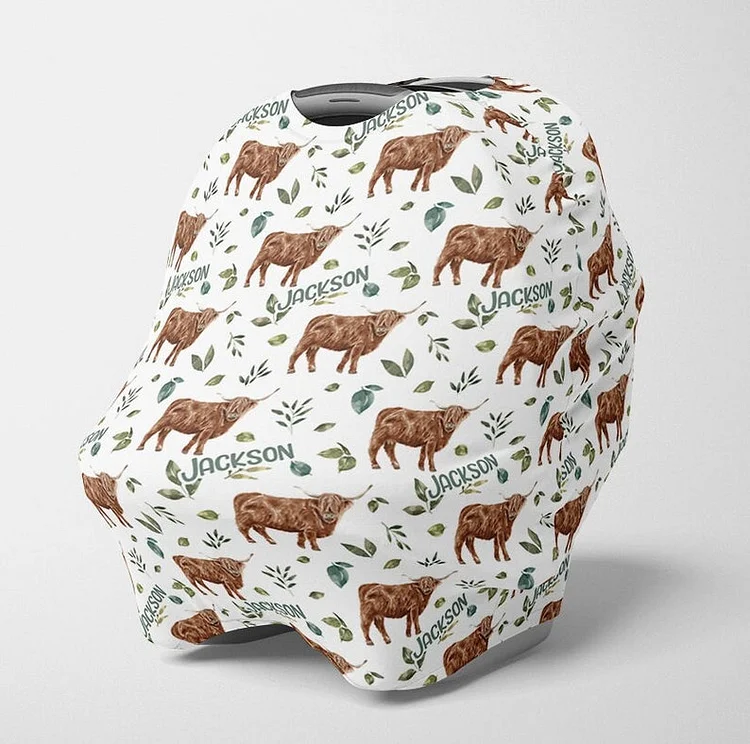 Personalized Highland Cow Car Seat Canopy| Canopyl121