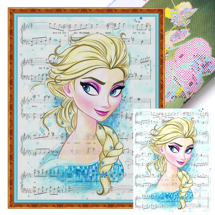 Disney-Princess Elsa Sheet Music - Printed Cross Stitch 11CT 50*65CM