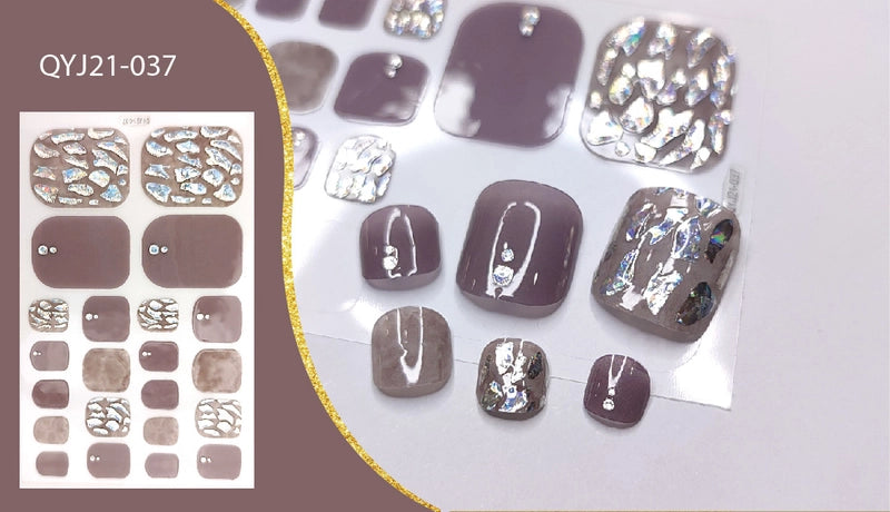 Explosions Foot Nail Stickers Summer Toenail Stickers Bronzing Imitation Diamond Nail Stickers Waterproof Foot Stickers