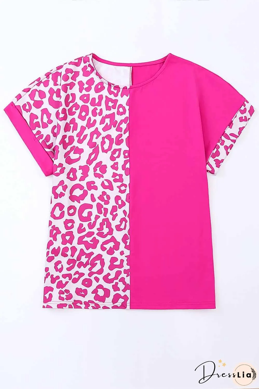 Half Leopard Patchwork Top