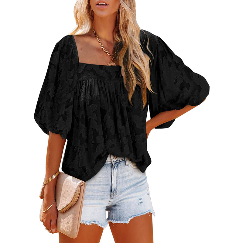 Women's Clothing  Summer New Fashion Chiffon Flower Hollow T-shirts