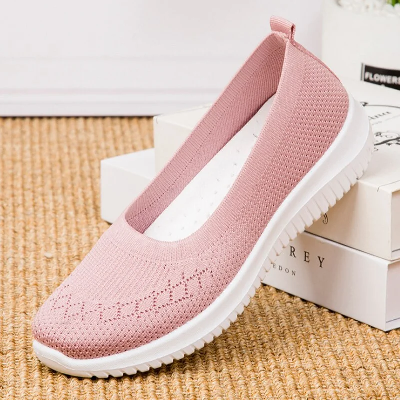 2021Women Shoes Knitting Sock Sneakers Women Spring Summer Slip On Flat Shoes Women Loafers Flats Walking shoes Female