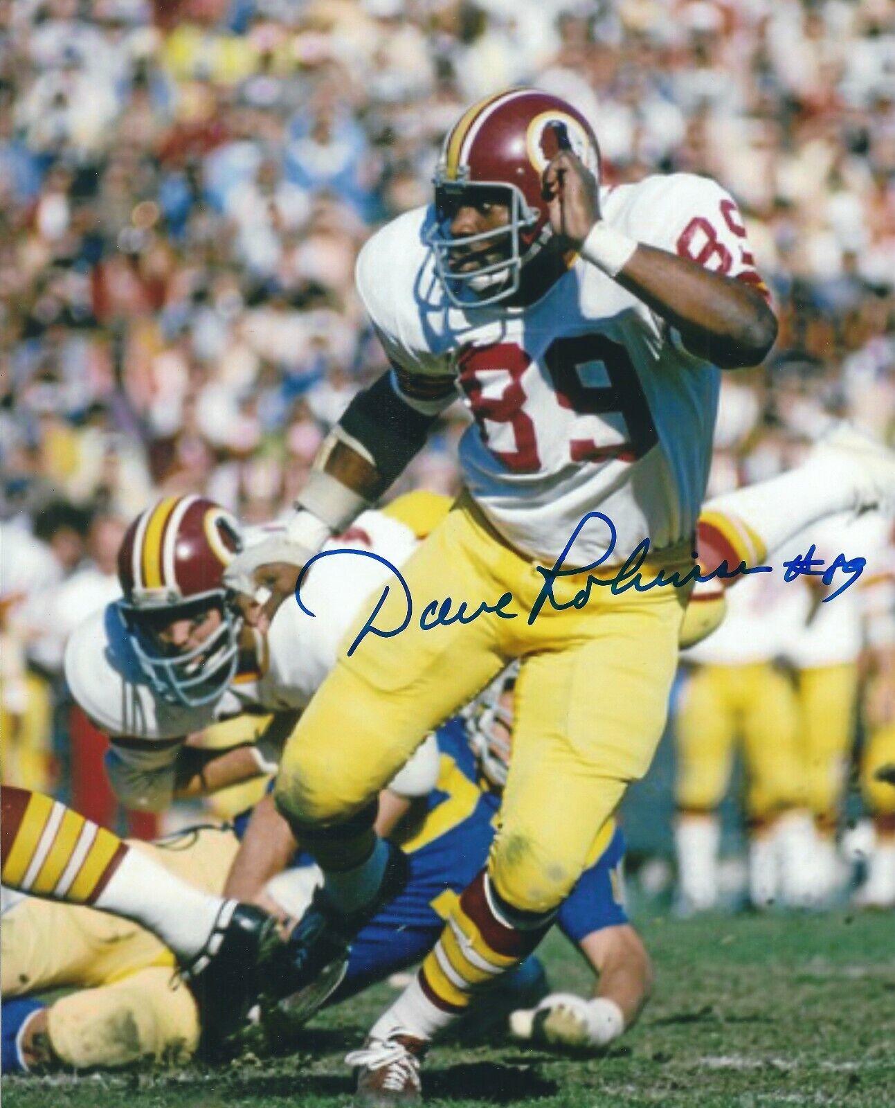 Signed 8x10 DAVE ROBINSON Washington Redskins Autographed Photo Poster painting - w/COA