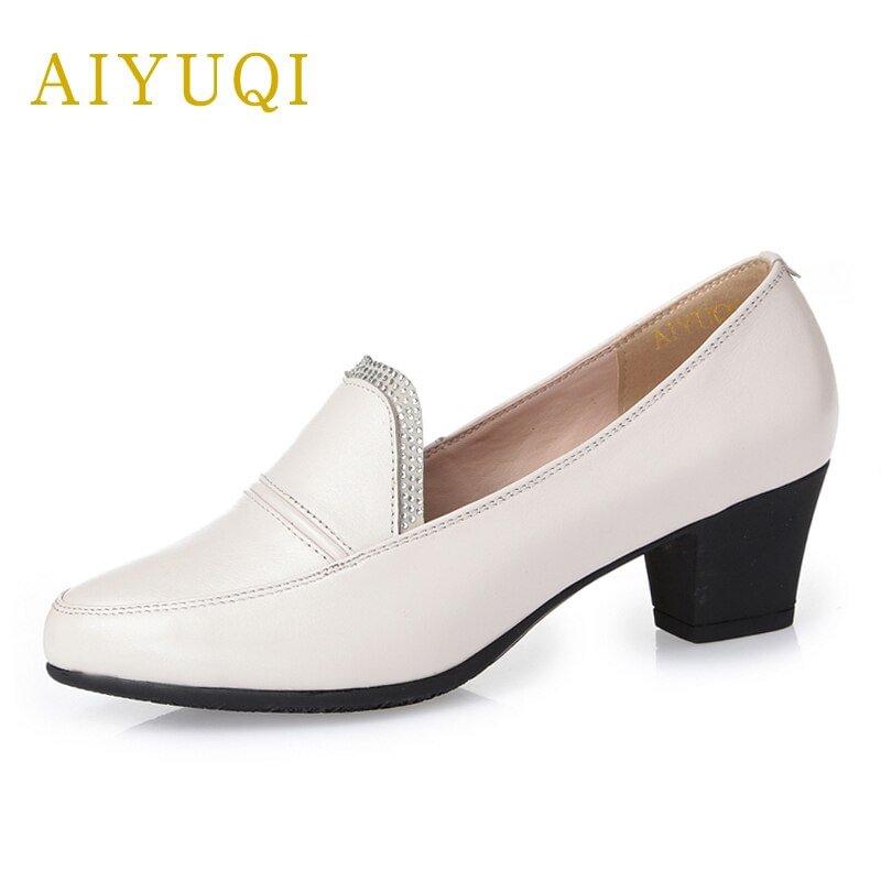AIYUQI Spring Shoes Women Genuine Leather 2021 New Rhinestone Breathable Big Size Comfortable Light Mother Shoes Women Footwear