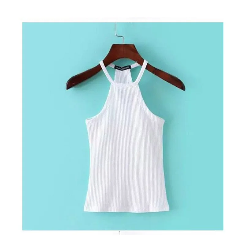Summer Casual Knit Basic Tank Top Women Ribbed Stretchy Solid Sport Summer Crop Top Off Shoulder Sexy T Shirt