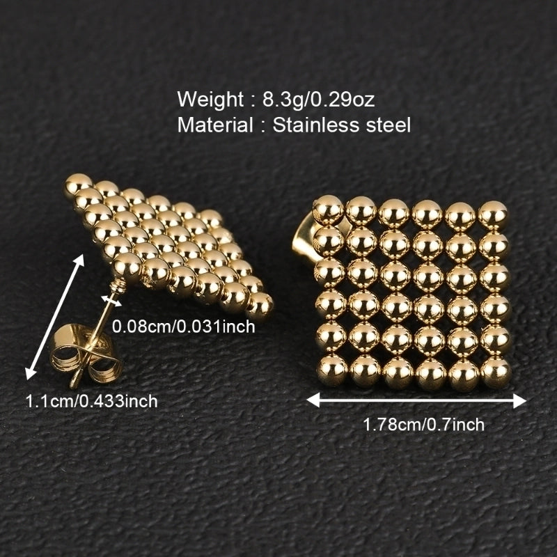 1 Pair Minimalist Geometric Polishing Hollow Out 201 Stainless Steel 18K Gold Plated Ear Studs