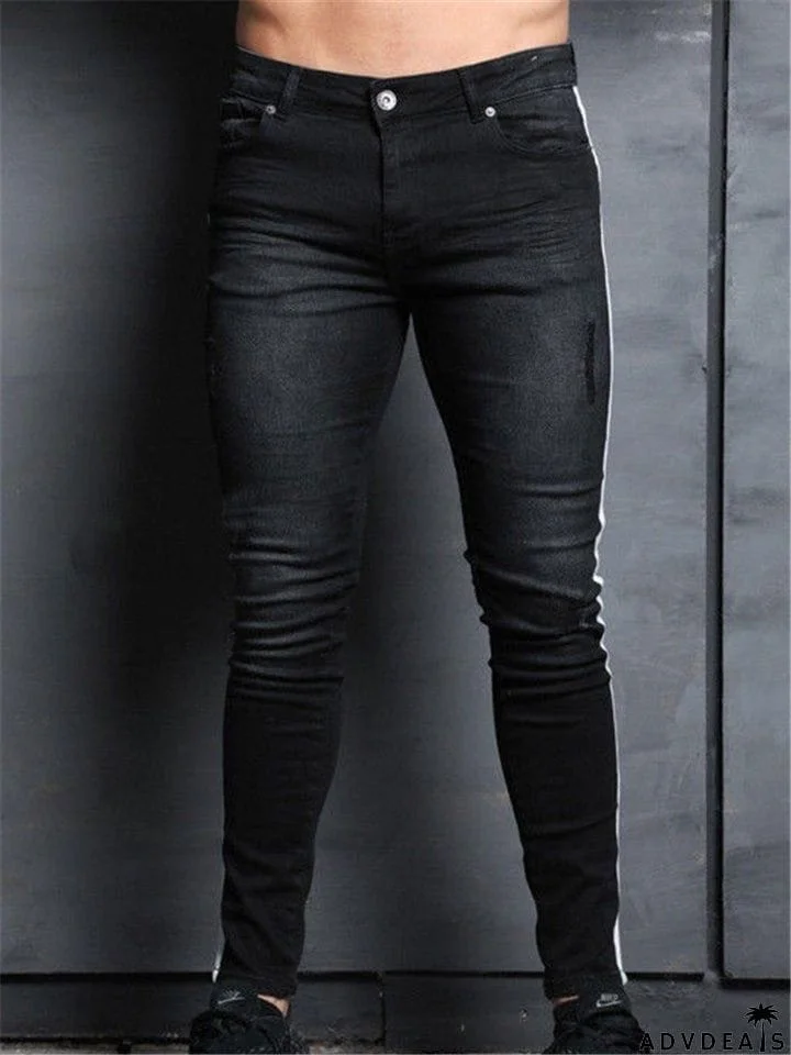 Trendy Casual Fit Solid Color Straight-Leg Jeans For Men