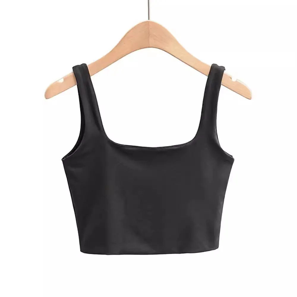 Churchf Churchf Temperament Sexy Back Double Small Vest Summer Women's New Pure Color Versatile Short Sleeveless Jacket
