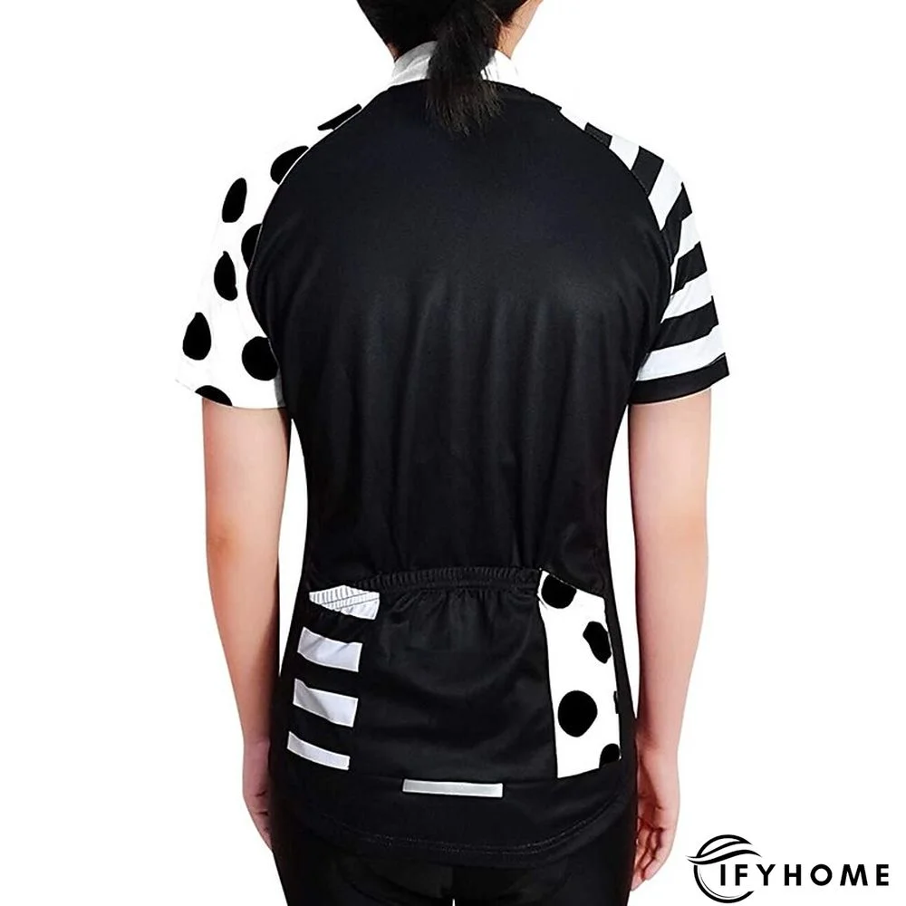 WOSAWE Women's Cycling Jersey Short Sleeve Bike Jersey Top with 3 Rear Pockets Mountain Bike MTB Road Bike Cycling Windproof Breathable Quick Dry Reflective Strips Black Green Red Patchwork Dot Sports | IFYHOME