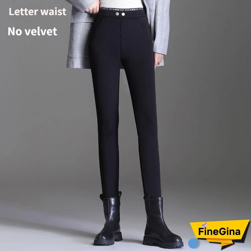 Winter Women'S Velvet Pants Thick Warm Leggings High Waist Black Slim Cashmere Pencil Pants Female Cotton Leggings For Women