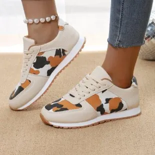 Yyvonne 2025 Spring And Autumn New Leopard-Print Leisure Single Shoes Women's Flat Bottom With Sports Casual Shoes