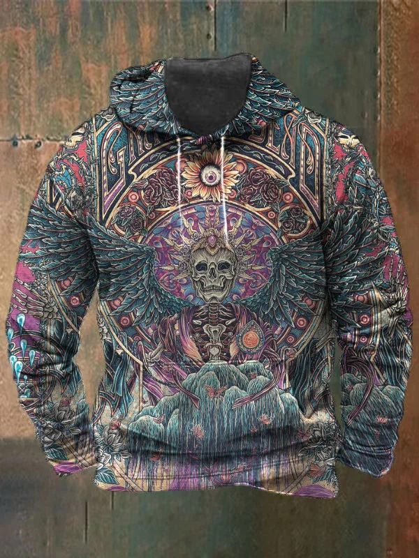 Unisex Skull Print Heavyweight Hoodies