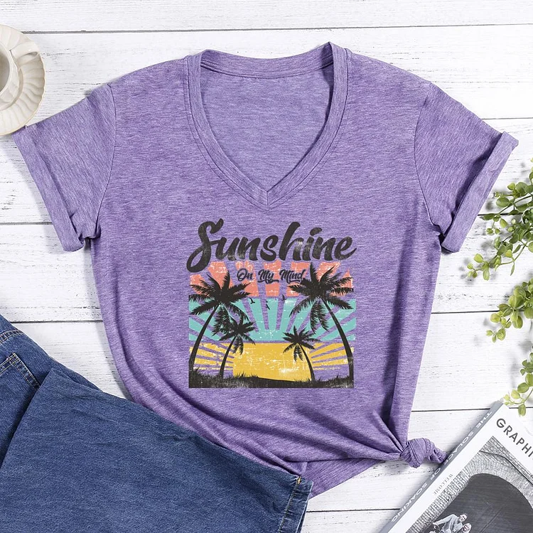 sunshine on my mine Summer life V-neck T Shirt-Annaletters