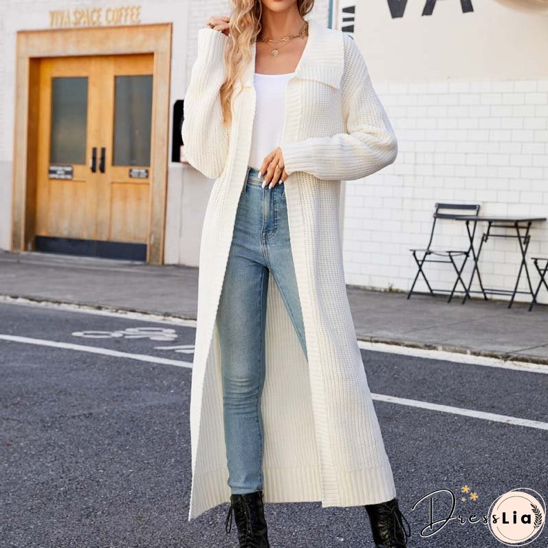 Casual Solid Colour Long Cardigan