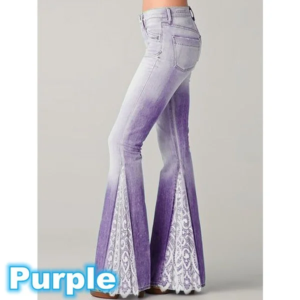New Woman'S Fashion Trending Jeans High Waist Jeans Flares Casual Wide Leg Denim Jeans Blue Slim Long Pants Bell-Bottoms