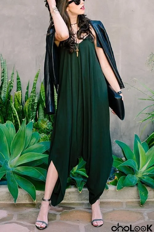 Solid Slip Harem Jumpsuit