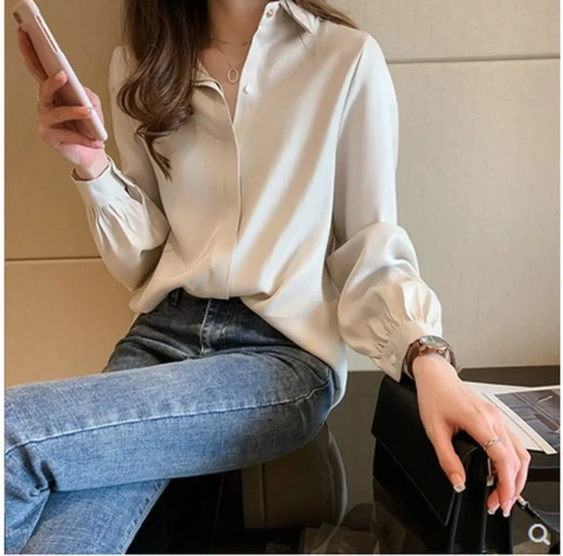 2021 Spring new White Shirt Plus Size 4XL Blouse Casual Loose Women Shirts Fashion Long Sleeve Buttons Women Tops Streetwear