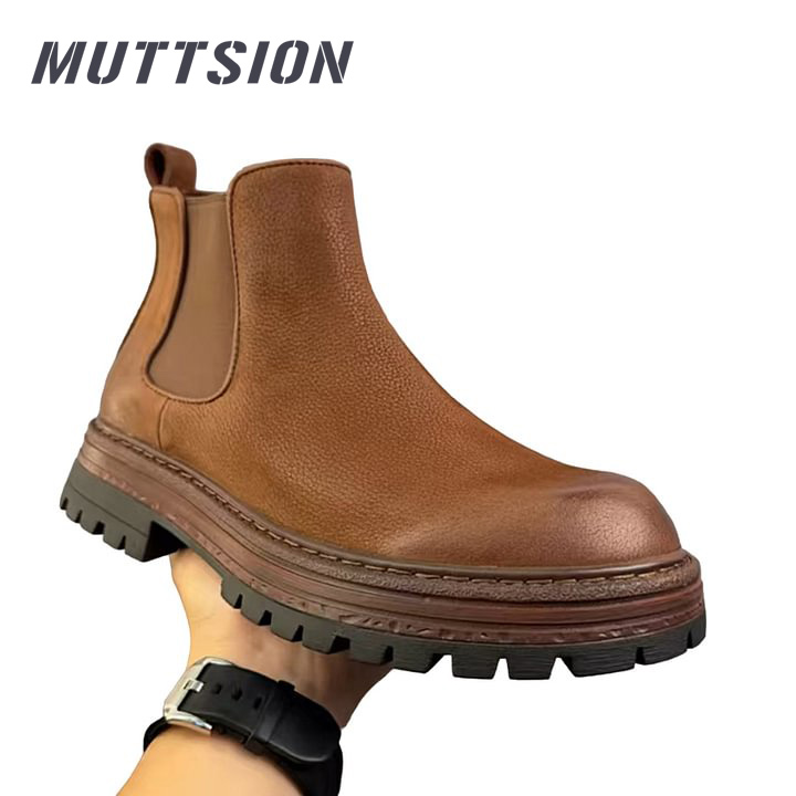 MUTTSION Handmade Retro English Style Frosted Leather Mid-top Casual Boots MUTTSION.COM MUTTSION