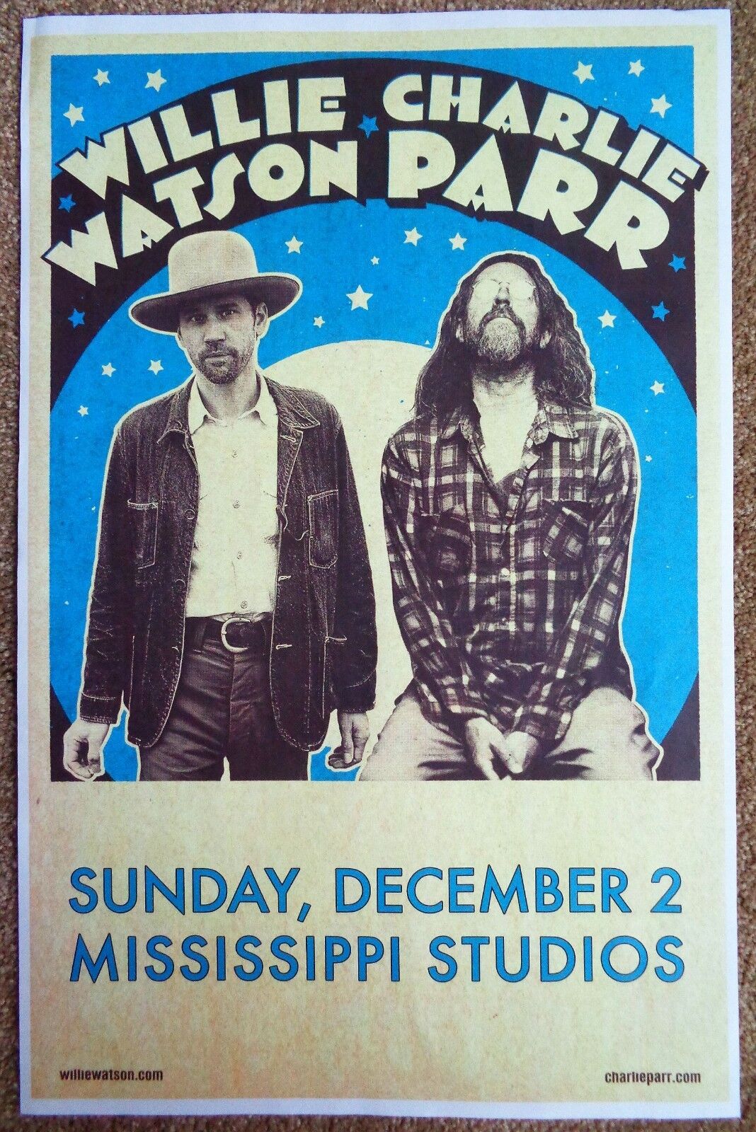 WILLIE WATSON / CHARLIE PARR Gig POSTER 2018 Portland Oregon Concert