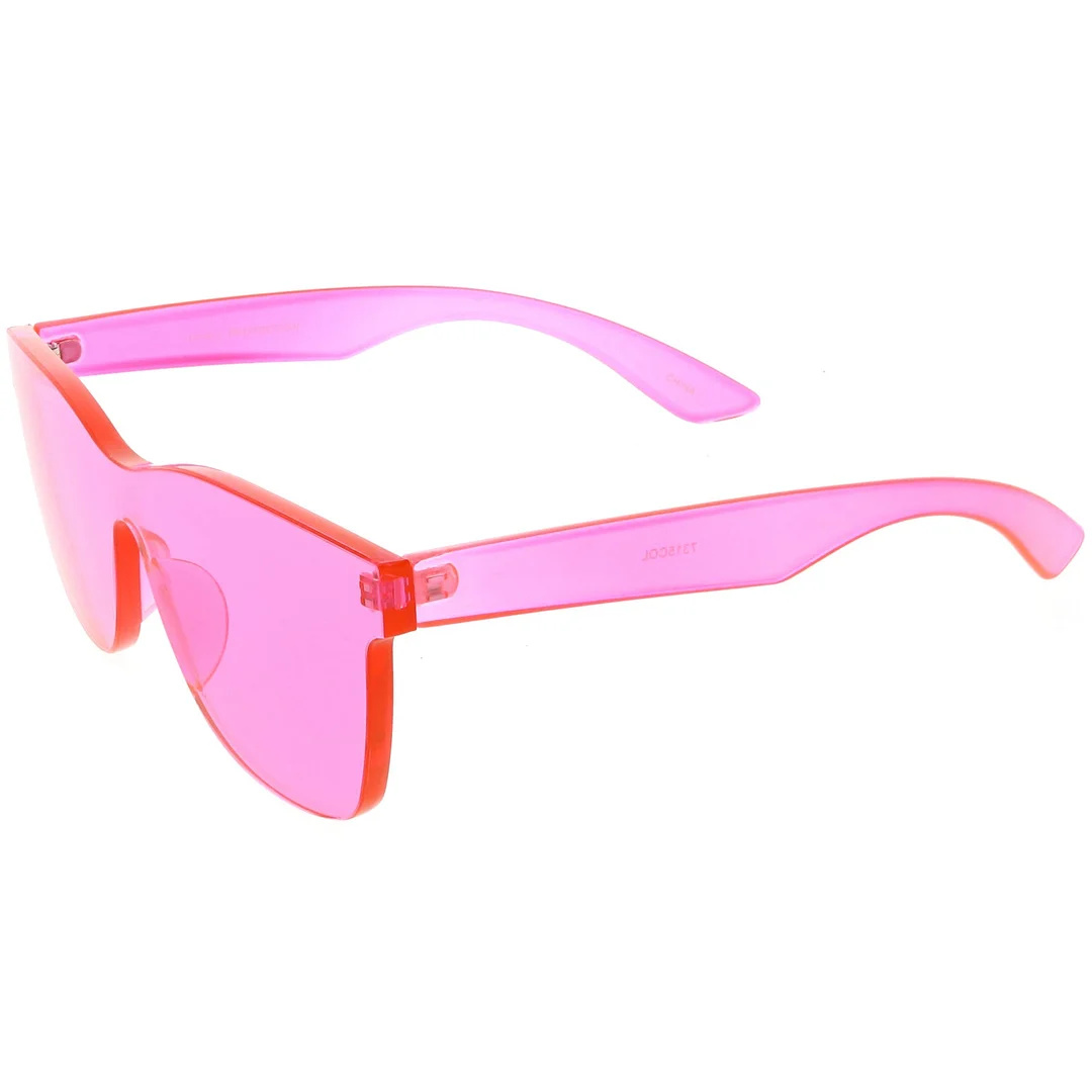 Rimless Horn Rimmed Mono Block glasses With Colorful One Piece PC Lens 68mm