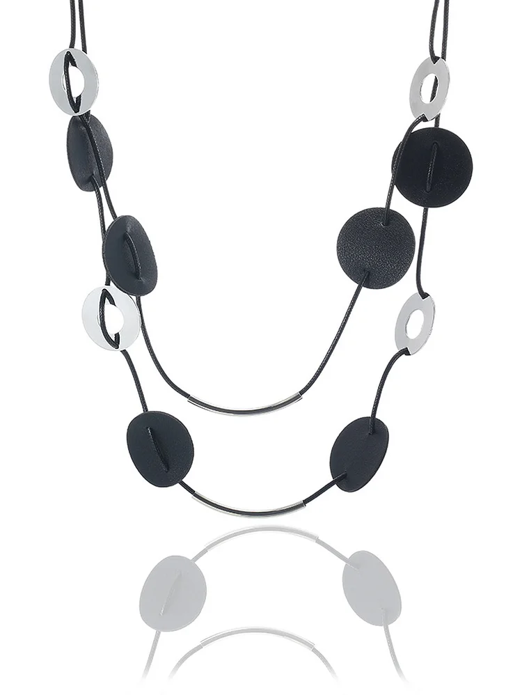 Minimalist Round Hollow Geometric Alloy Layered Necklace