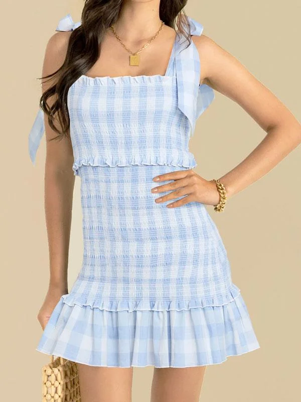 Plaid blue mini dress